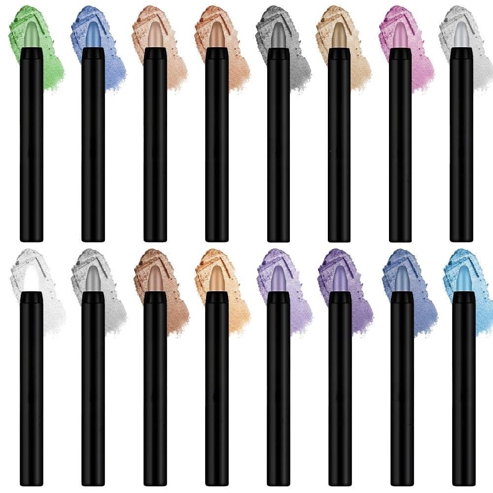 Ombretto Stick Crema Brillante Ombretto Stick 16 Colori Evidenziatore Penna Eyeliner Ombretto Glitter Impermeabile, Trucco Occhi Sfumabile, Vegano e Cruelty-Free (Color : 16 Color)