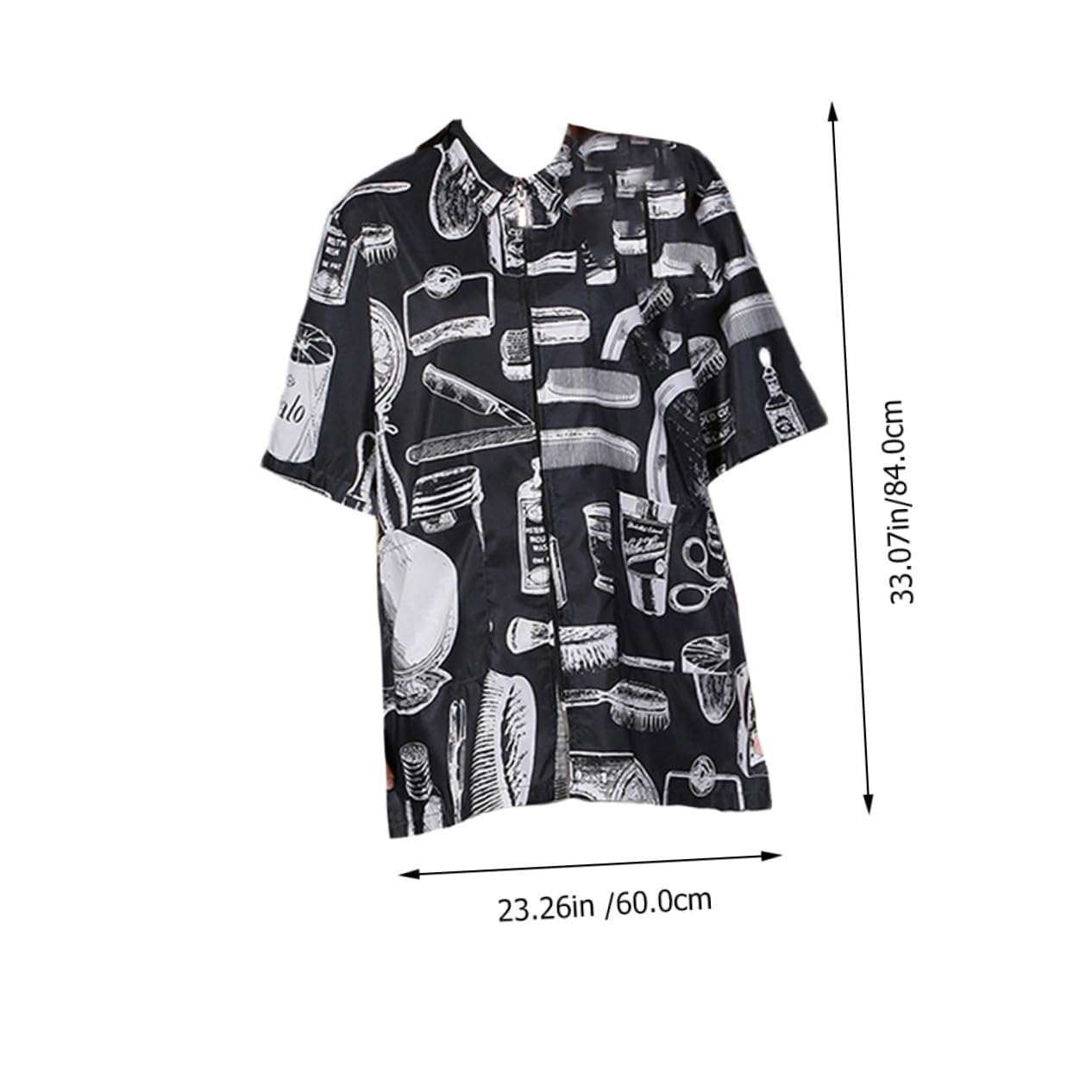 Friseurkittel mit Reißverschluss, Kurze Ärmel, Tasche, Schwarz Xl | Atmungsaktiv und Weich, Schnelltrocknend, Faser, für Zuhause, für Haarfärberinnen, Modisch und Cool