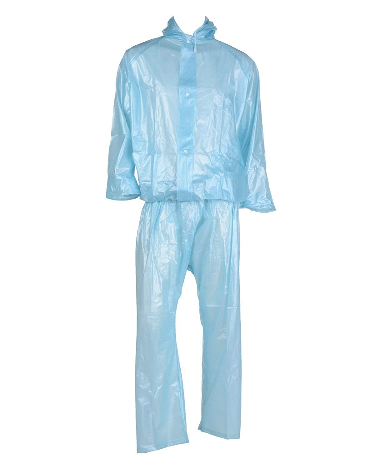 V3E Women's Transparent Heavy PVC for Bikers |Waterproof Rainwear|Transparent Rainsuit (Sky Blue Transparent, X-Large)