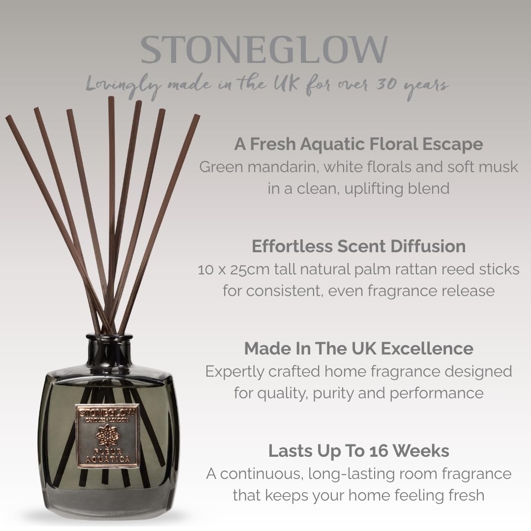Stoneglow Metallique Collection Duftstäbchen, Fleur Aquatica, 180 ml, Grau