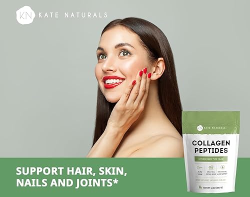 Miniatura 2 de Kate Naturals Péptidos de colágeno en polvo para cabello, piel, uñas y articulaciones (16 onzas, hidrolizado, sin sabor) colágeno bovino alimentado