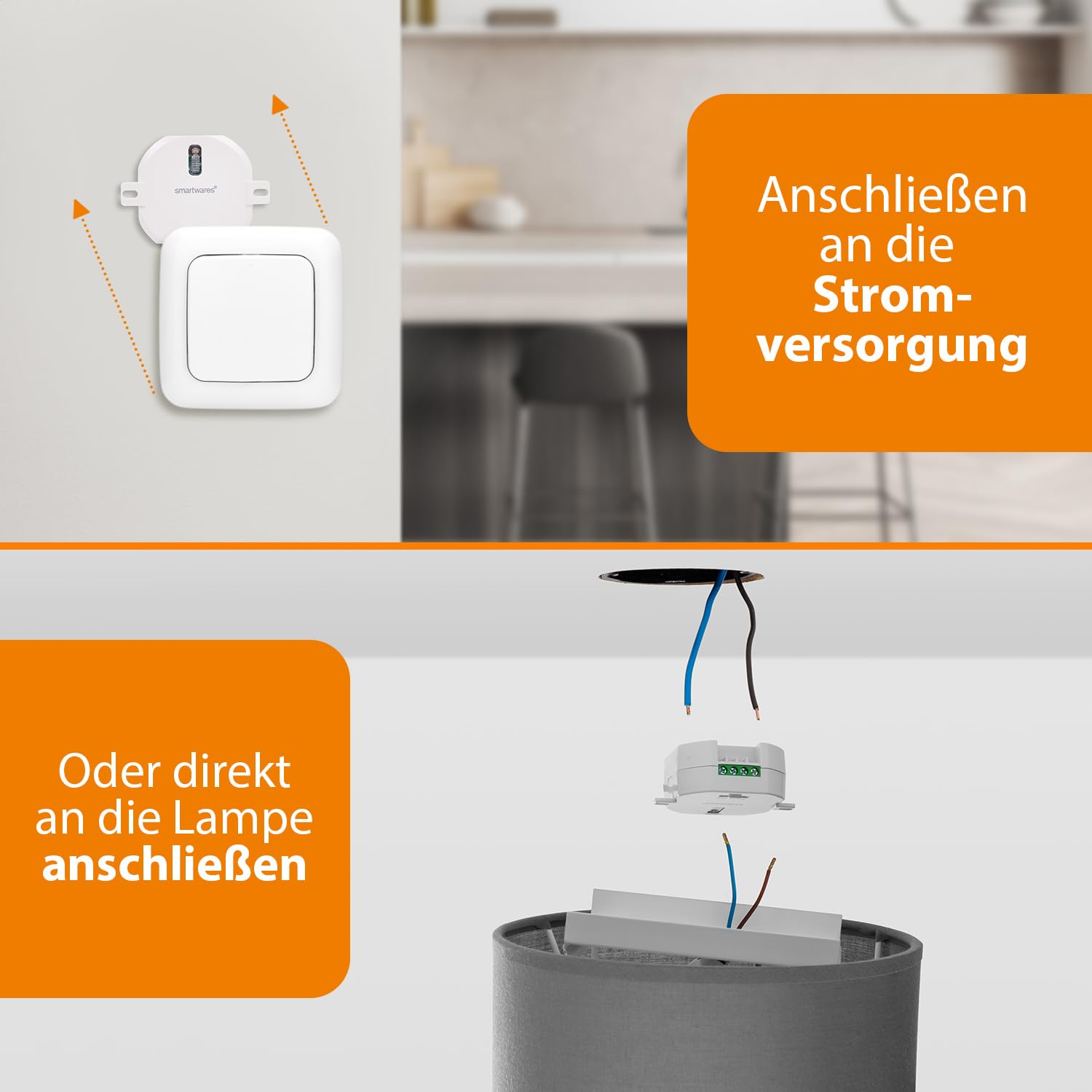 Smartwares intelligente Einbauschalter - Für Beleuchtung bis zu 1 000 W - Kompatibel mit Amazon Alexa & Google Assistant - SHW-90301