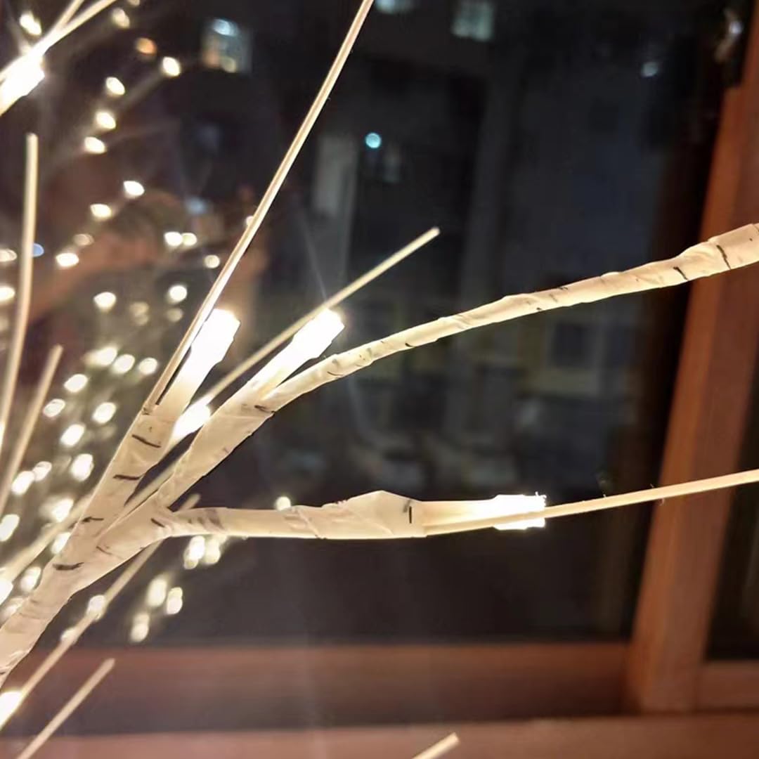 4FT Lighted Birch Tree (Higher Size & Floor Standing), Birch Christmas Tree for Indoor & Outdoor, Warm White 96 LED Birch Tree Lights for Outdoor Christmas Decorations Indoor Home Thanksgiving Gift