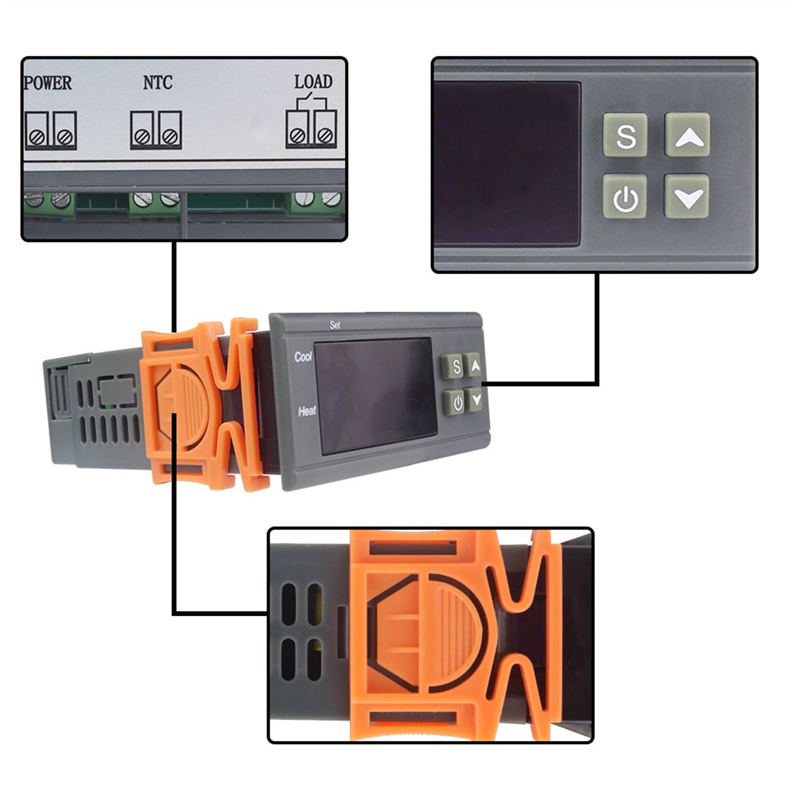 Termostato digital de 30 A C/F, regulador de temperatura, termostato de incubadora de 110 V y 220 V, pantalla LED, sensor NTC y retardo.