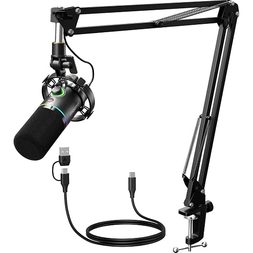 MAONO XLR/USB Dynamic Microphone, RGB PC Podcast Mic with Software for Recording, Streaming, Gaming, Studio, Metal Mic with Tap-to-Mute, Headphone Jack, Gain Knob & Volume Control (PD200XS-Black)