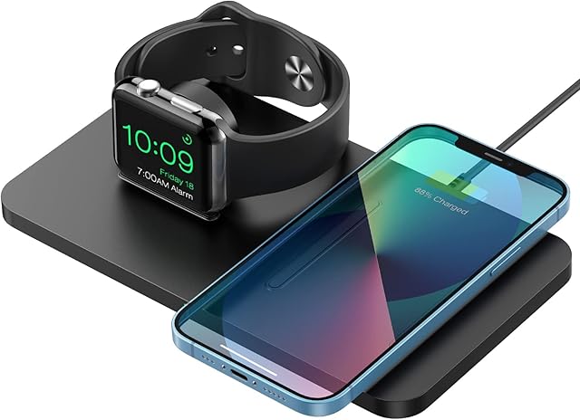 Wireless Charger, 2 in 1 Wireless Charger Station, Fast Wireless Charger Station, Phone Charger Compatible with iPhone 14/13/13 Mini/13 Pro Max/12/11 Pro Max/XS MAX/XR/XS/X/8/SE, Galaxy S20/S10/S9, LG