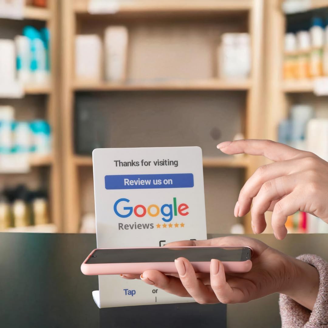 NFC Tap Google Review Stand - Boost Customer Feedback with Tap & Scan QR - No App, No Subscription - Works on iPhone & Android (Size 4.13"x2.75", 1 Pack)