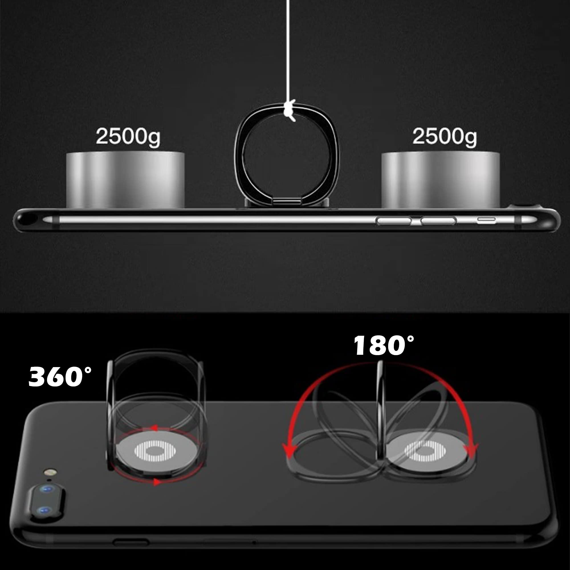 Lot De 3 Porte-Anneau Téléphone Portable LAOYEFACAI - Support Doigt Transparent Rotation 360°