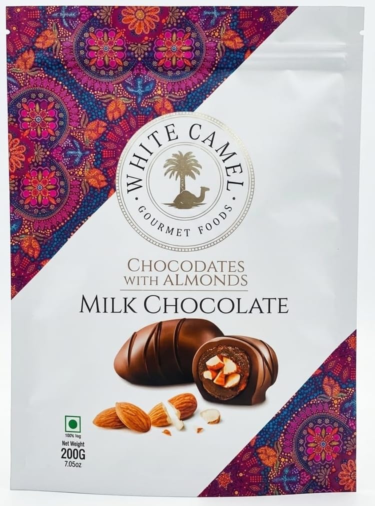 White Camel Chocodates with Almonds Pieces, Creamy Milk Chocolate