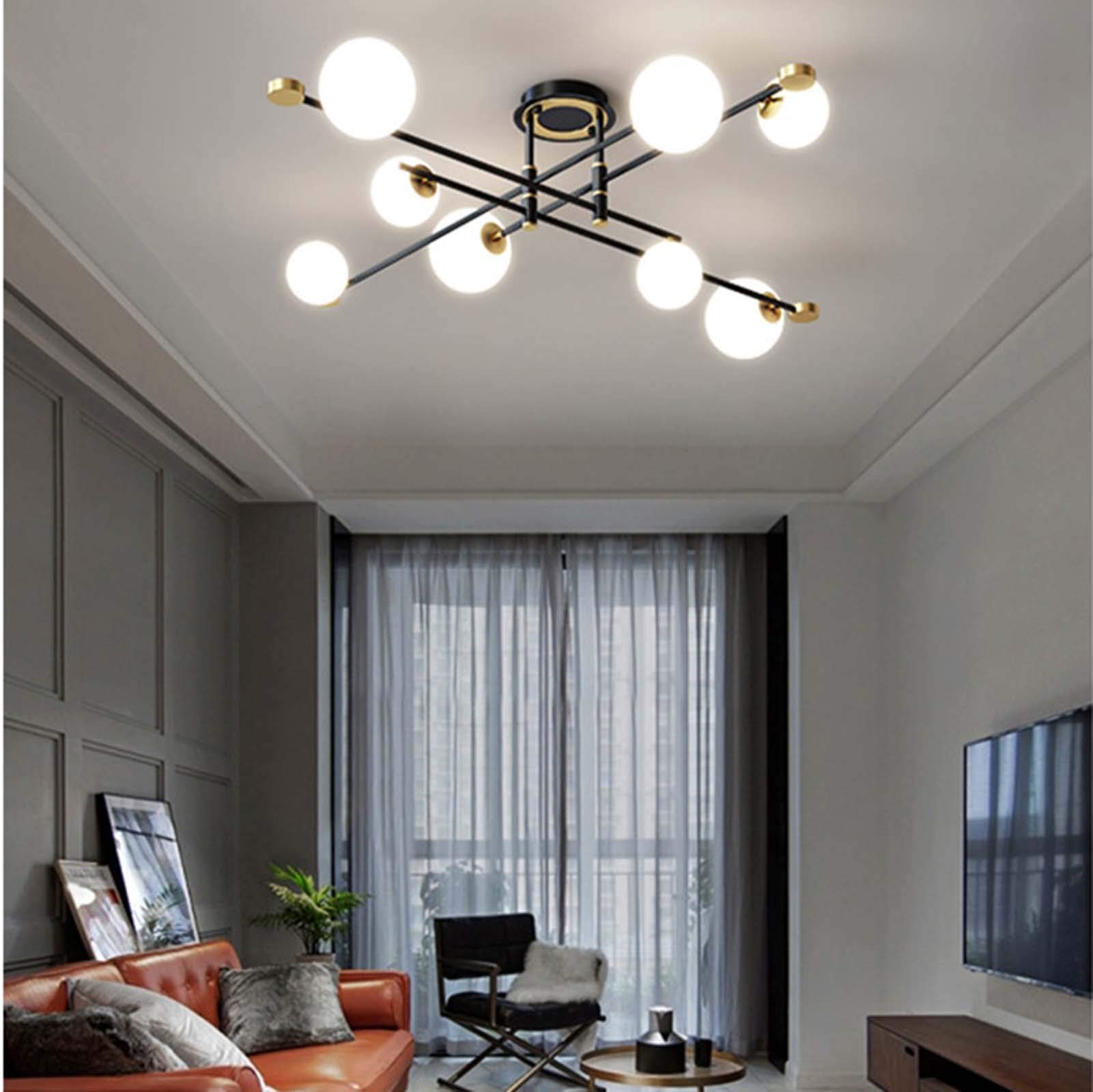 Nowoczesna i minimalistyczna lampa sufitowa G9 Magic Bean, skandynawski żyrandol, kreatywny żyrandol do domu, sypialni lub salonu, czarno-złoty 5