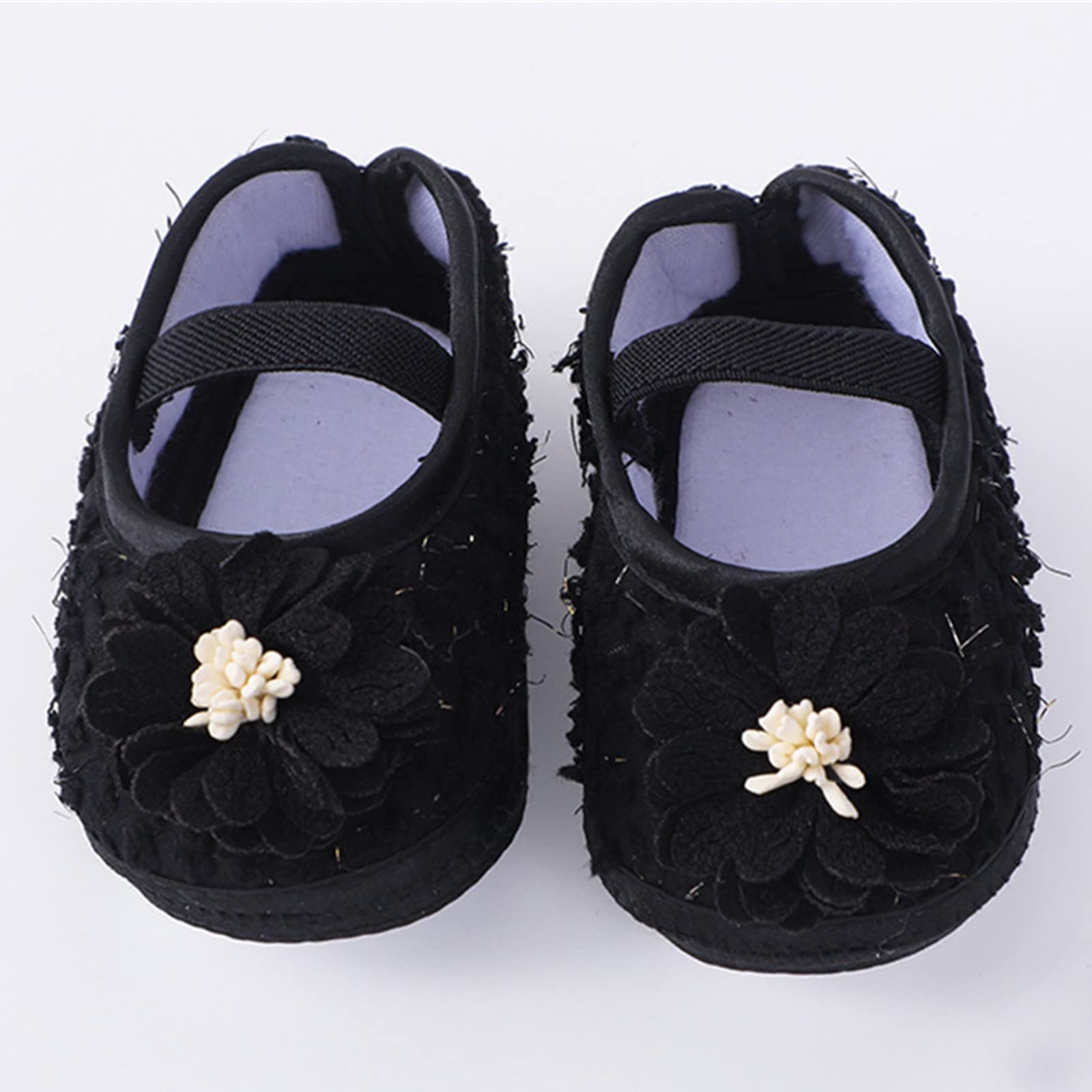 Baby Shoes Fashion Soft Sole Infant Shoes Pearl Dress Flower Princess Shoes Infant Shoes Size 4 Baby Girl Shoes (Black, 4.5 Infant)