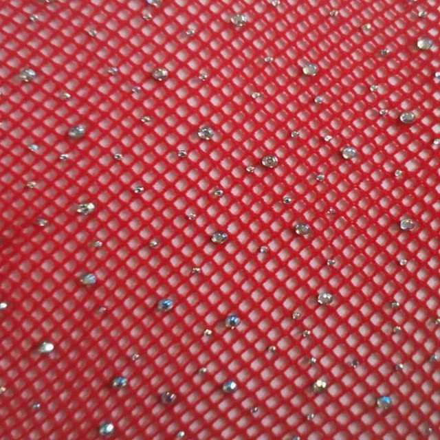 HMTE Medias de Red Brillantes a la Moda, Pantimedias Sexis con Purpurina, Pantimedias Finas de Malla pequeña para Mujer (Talla única roja)