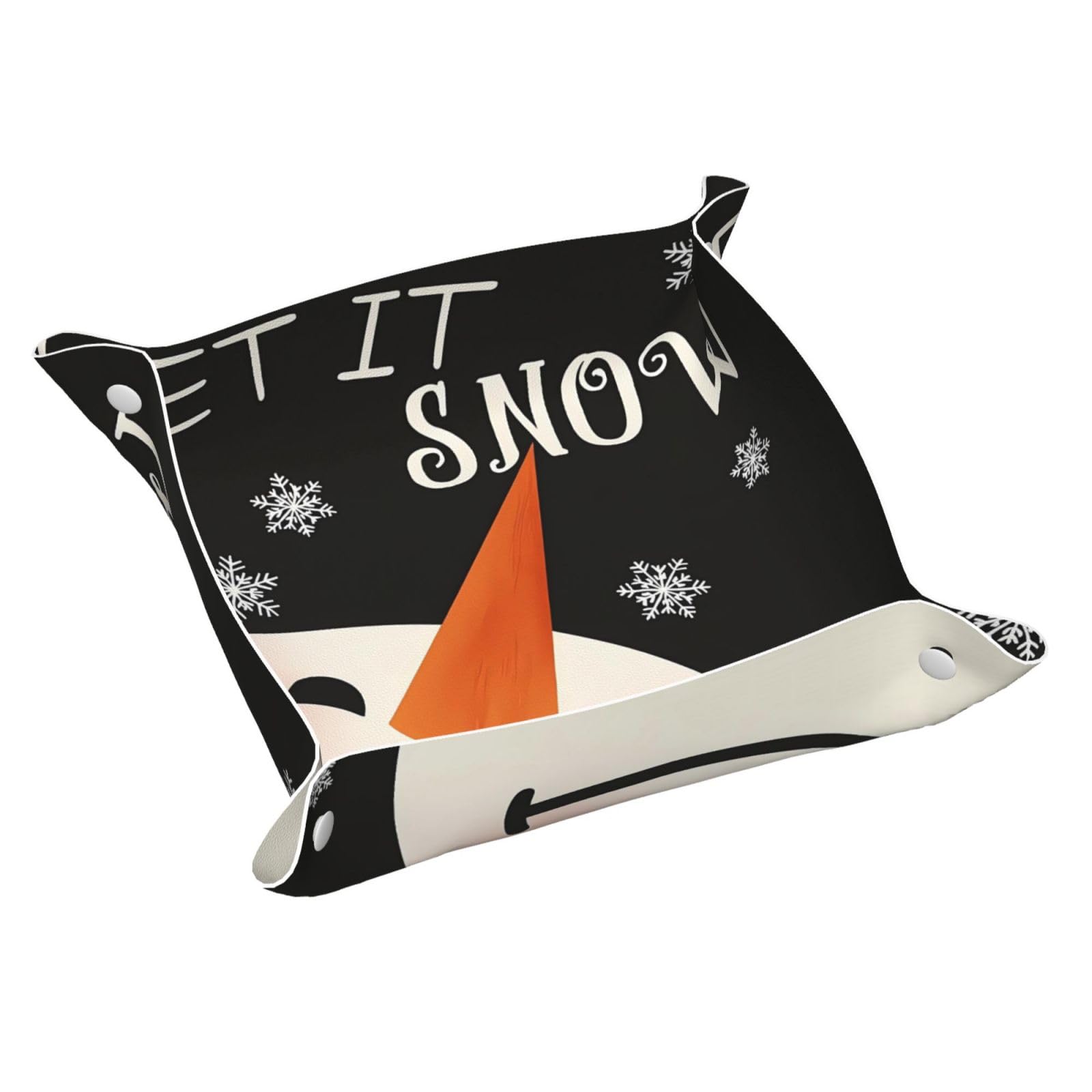 HLBSDM Let It Snow Winter Snowman Tray Men's Leather Valet Parking Portable Entrance Trays Bedside Storage Box