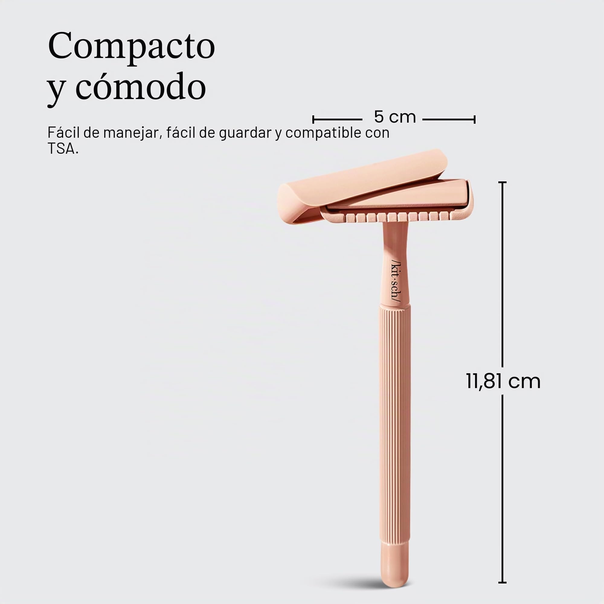 Kitsch Perfect Glide - Maquinilla de afeitar de seguridad con mango de metal y acero inoxidable con 5 cuchillas de seguridad y 1 tapa de afeitar, maquinilla de afeitar de una sola hoja sin arrastre