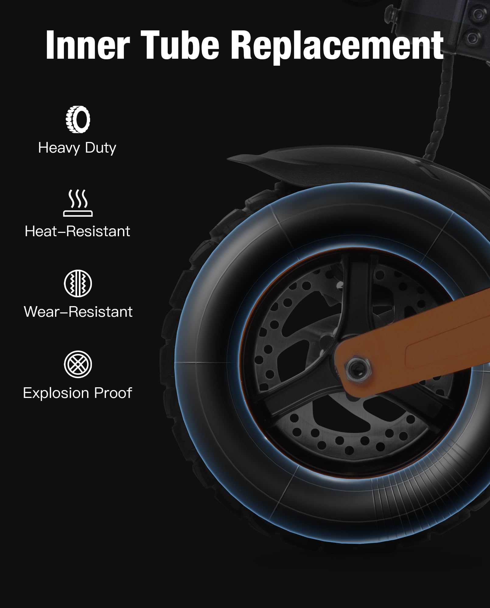 10 pollici pneumatico esterno e tubo interno set compatibile con Kukirin G2 MAX / G2 Master Kickscooter, 255 x 80 pneumatico di ricambio antiscivolo e all'usura, 10 x2.5 tubo interno in gomma