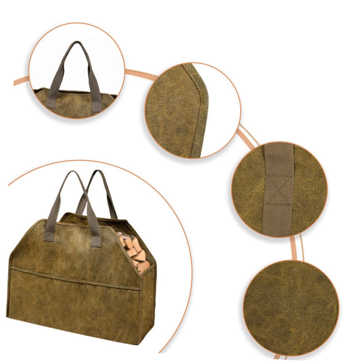 KOMBIUDA Borsa in Tela 16 Ann Canvas per Legna da Ardere Resistente e Pratica Design Semplice, per Campeggio e Lavori Domestici