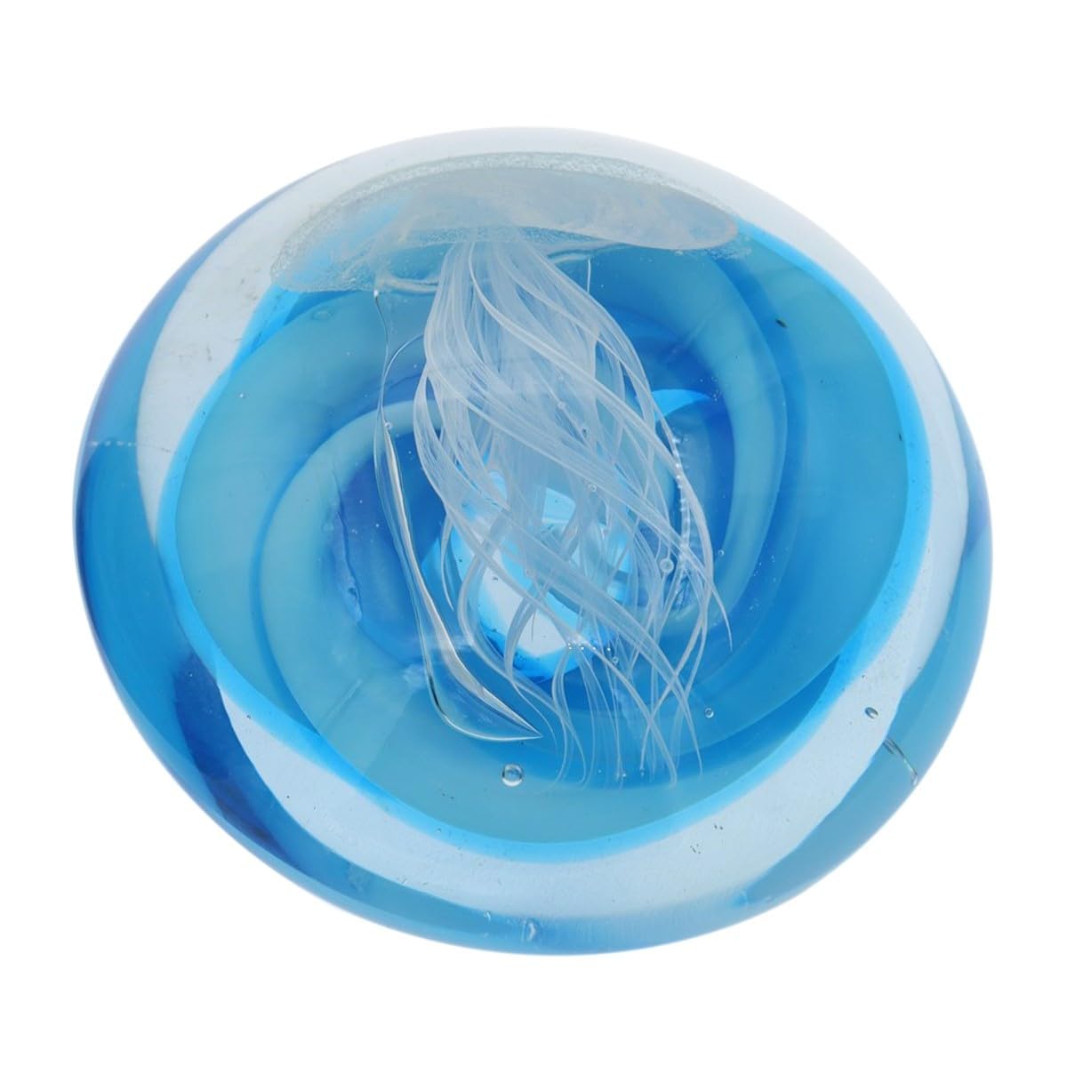 Générique Presse Papier sulfure en Verre Couleur Bleu Ciel Design Méduse Rond aplati 10x10x5cm