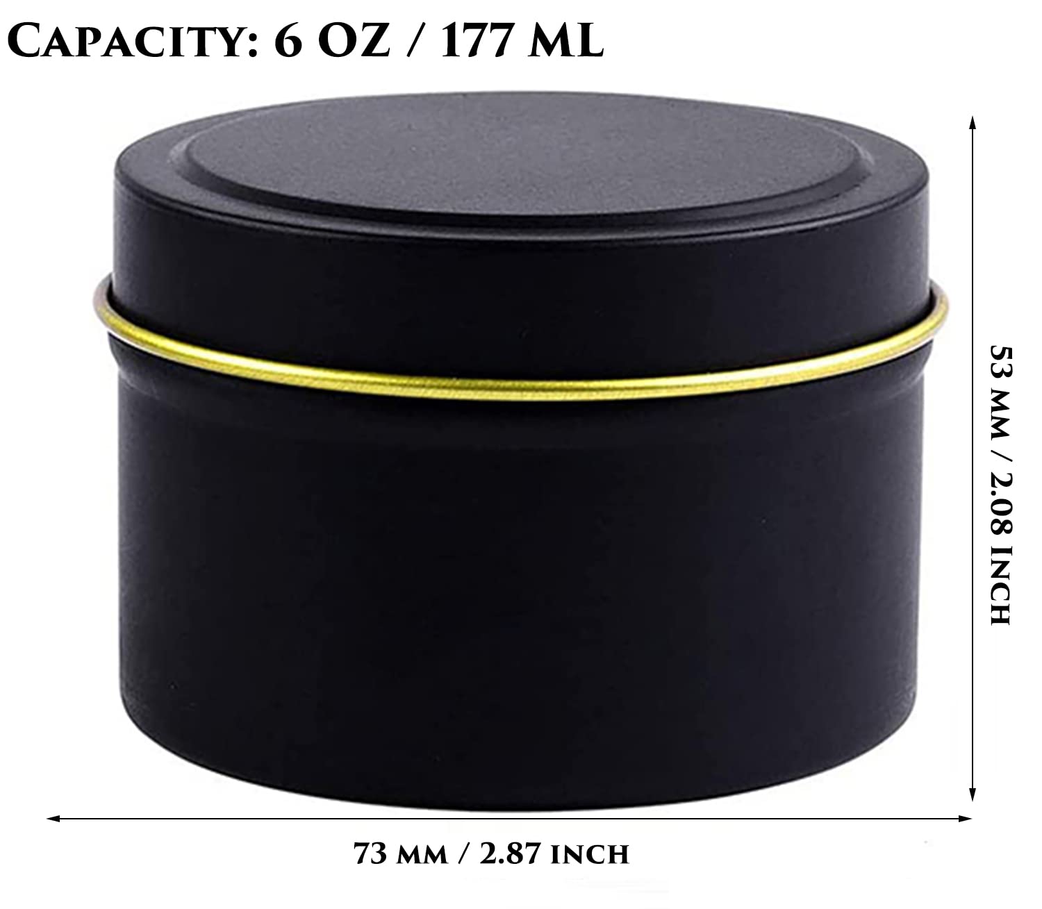 Zestaw do produkcji świec, zestaw do produkcji świec, 24 szt., metalowe puszki na świece, z pokrywką, 50 bawełnianych knotów, 40 naklejek na knoty, 4 uchwyty na knoty (6 oz, czarne)