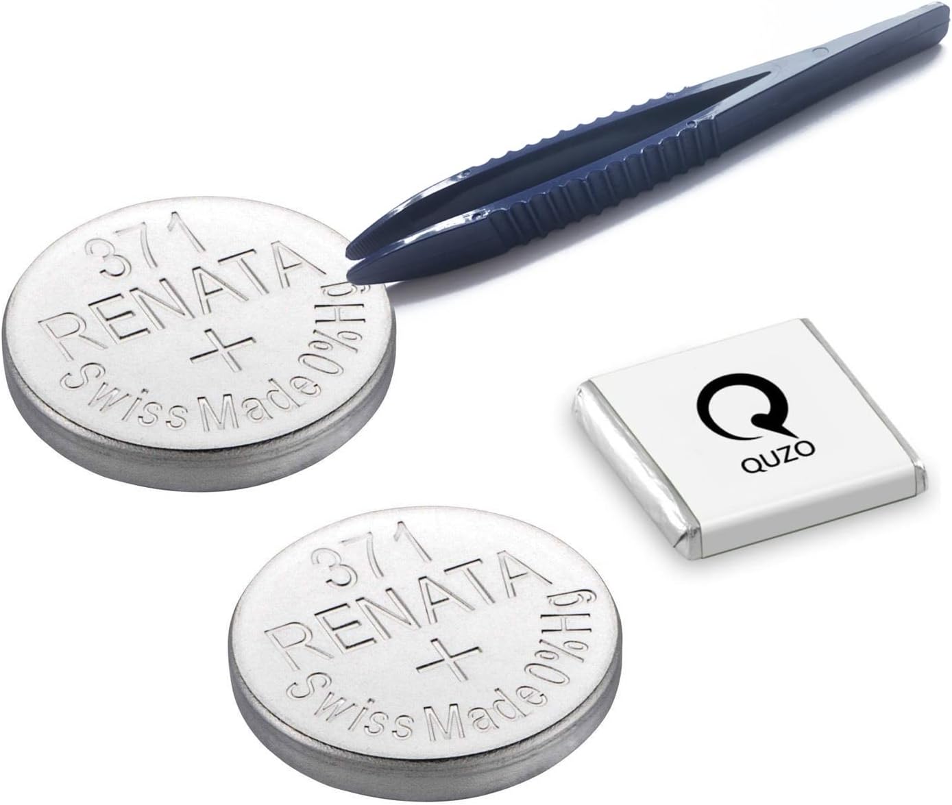 Bundle of 2 x Renata 371 Watch Battery 1.55v SR920SW + Quzo Belgian