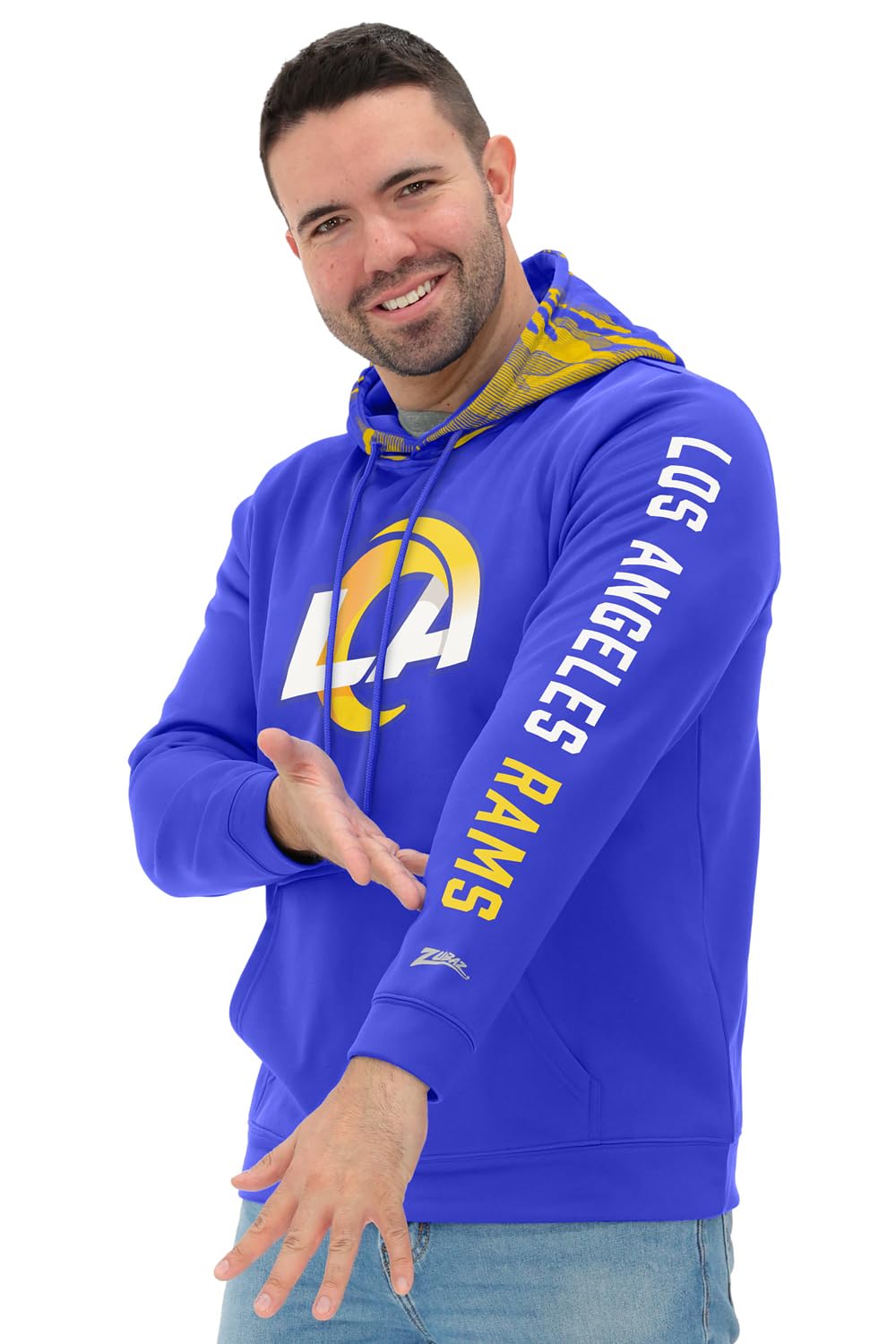 Zubaz NFL Football Men's Solid Team Hoodie with Camo Lined Hood and Sleeve Graphic — view 122