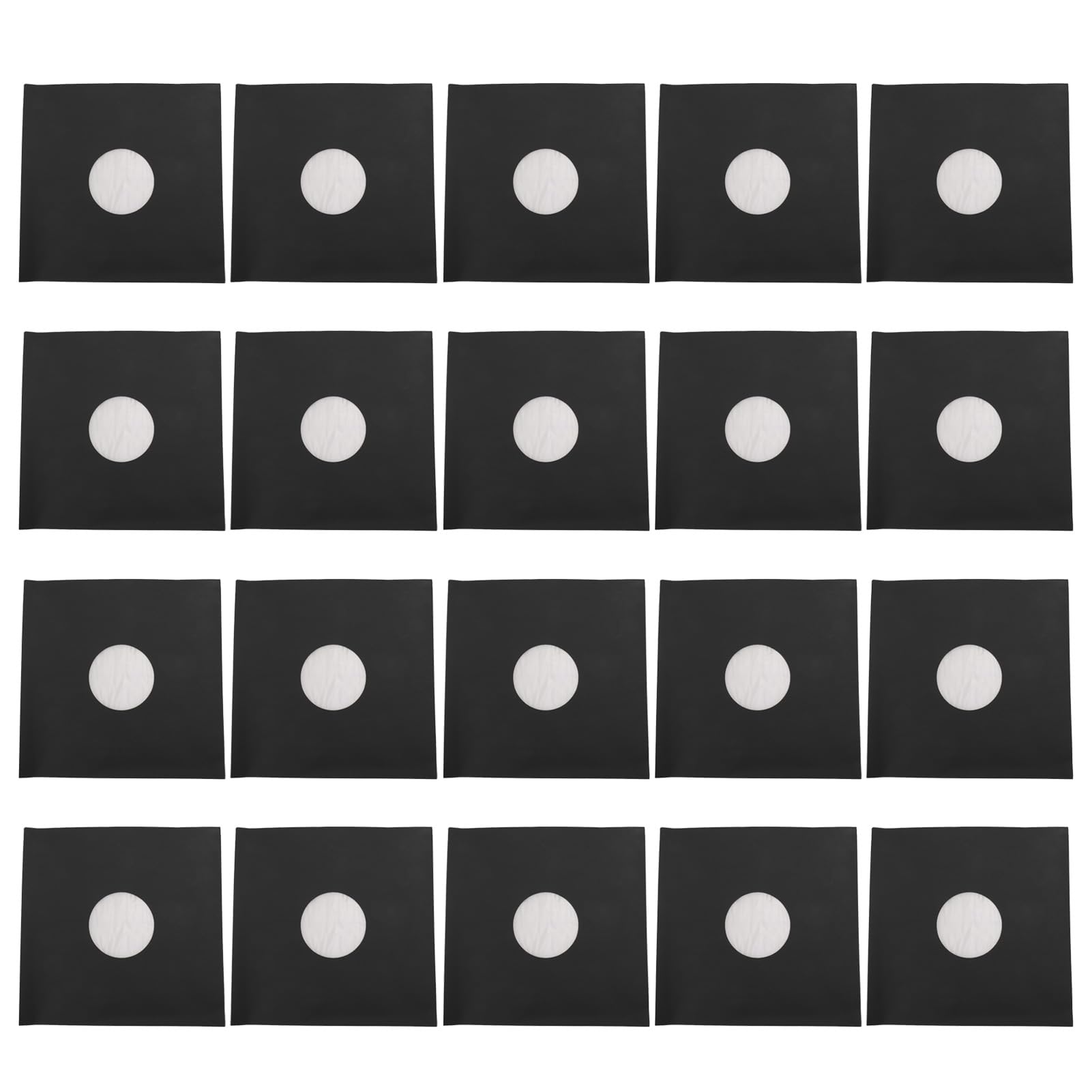 ANGGREK Buste per Dischi da 12 Pollici, Rivestimenti in Carta Kraft Nera Opaca, Cartone Spesso 350 g/m² con Foro Centrale per la Conservazione di Dischi in Vinile a 33 giri/min.