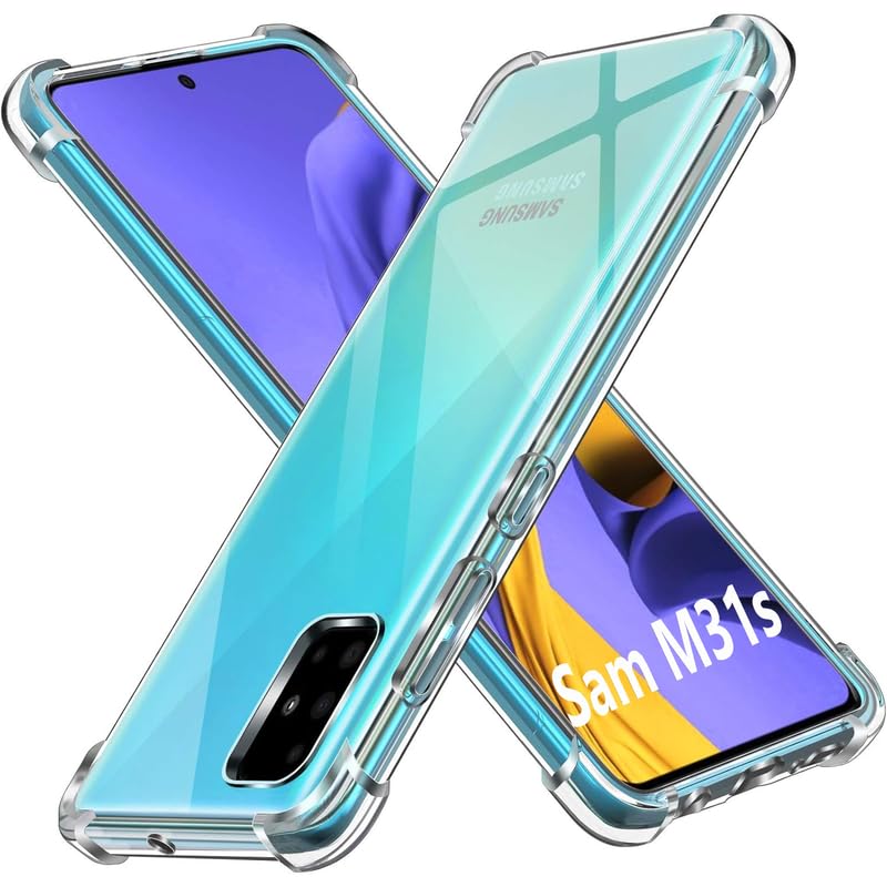 Image of Lustree Back Cover Transparent Case Compatible with Samsung Galaxy M31s | Clear + TPU Case with 4 Corner Air Cushion Protection & Camera Protection | Slim& Stylus Cover