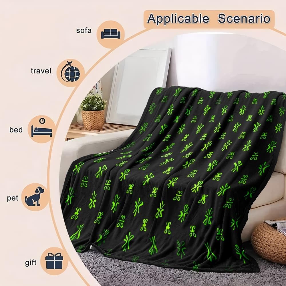 Generico Coperta Plaid di Flanella Sherpa Letto Matrimoniale Rune Misteriose di Fantascienza Copridivano in Microfibra, Verde Coperta Termica per Plaid Divano Copriletto XXL 180x200 cm