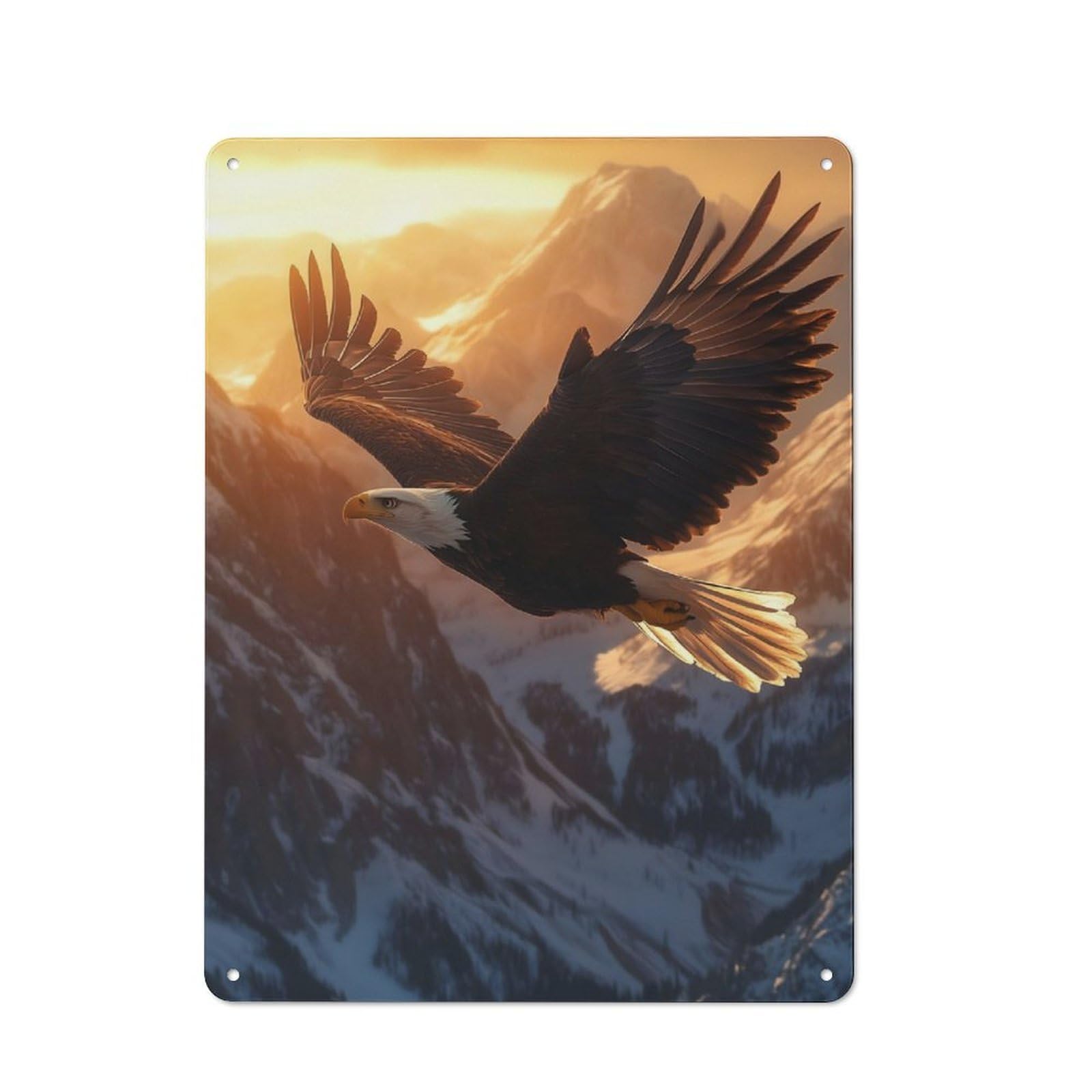 Junmoney Bald Eagle Sunset Vintage Tin Wall Plaque 40X30cm For Workshop Wall, A Decorative Christmas Gift For Makers And Diy Enthusiasts