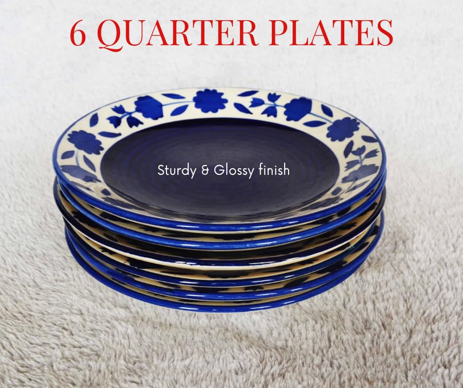 Image of Ceramic Dinner Set of 34 Pieces- Premium Blue Legend Collection | Chipproof Handpainted Stoneware Ceramic Set l | Lead and Cadmium Free,Food Grade Quality (34, Blue Legend)