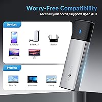 Vista 7 de Carcasa SSD de 10 Gbps, M.2 NVME USB C sin herramientas, carcasa de disco duro de aluminio con cable de 11.81 pulgadas, llave M PCI-E SATA/(B+M)