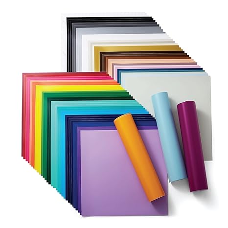 Cricut Vinyle Amovible | Ultime | 30,5cm x 30,5cm (12" x 12") | 65 x Feuilles de Vinyle Adhésif, 5 x Bande de Transfert | Compatible avec toutes les machines de découpe Cricut