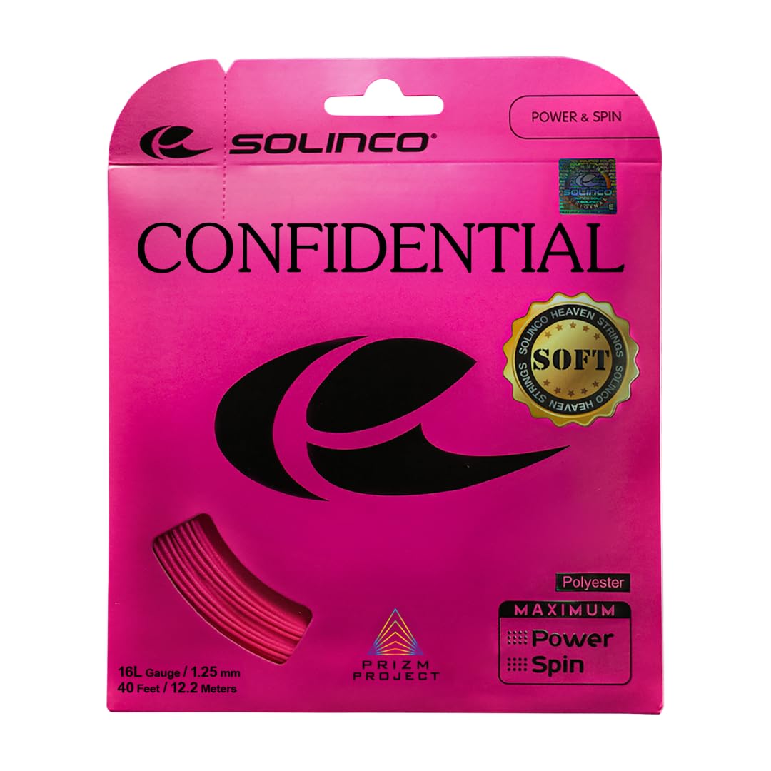 Solinco Confidential Soft Co-Polyester Tennissaiten-Set 12,2 m – verbesserter Komfort und präzise Kontrolle, Spin optimierte, strapazierfähige Polyester-Saite mit lang anhaltender Spannung
