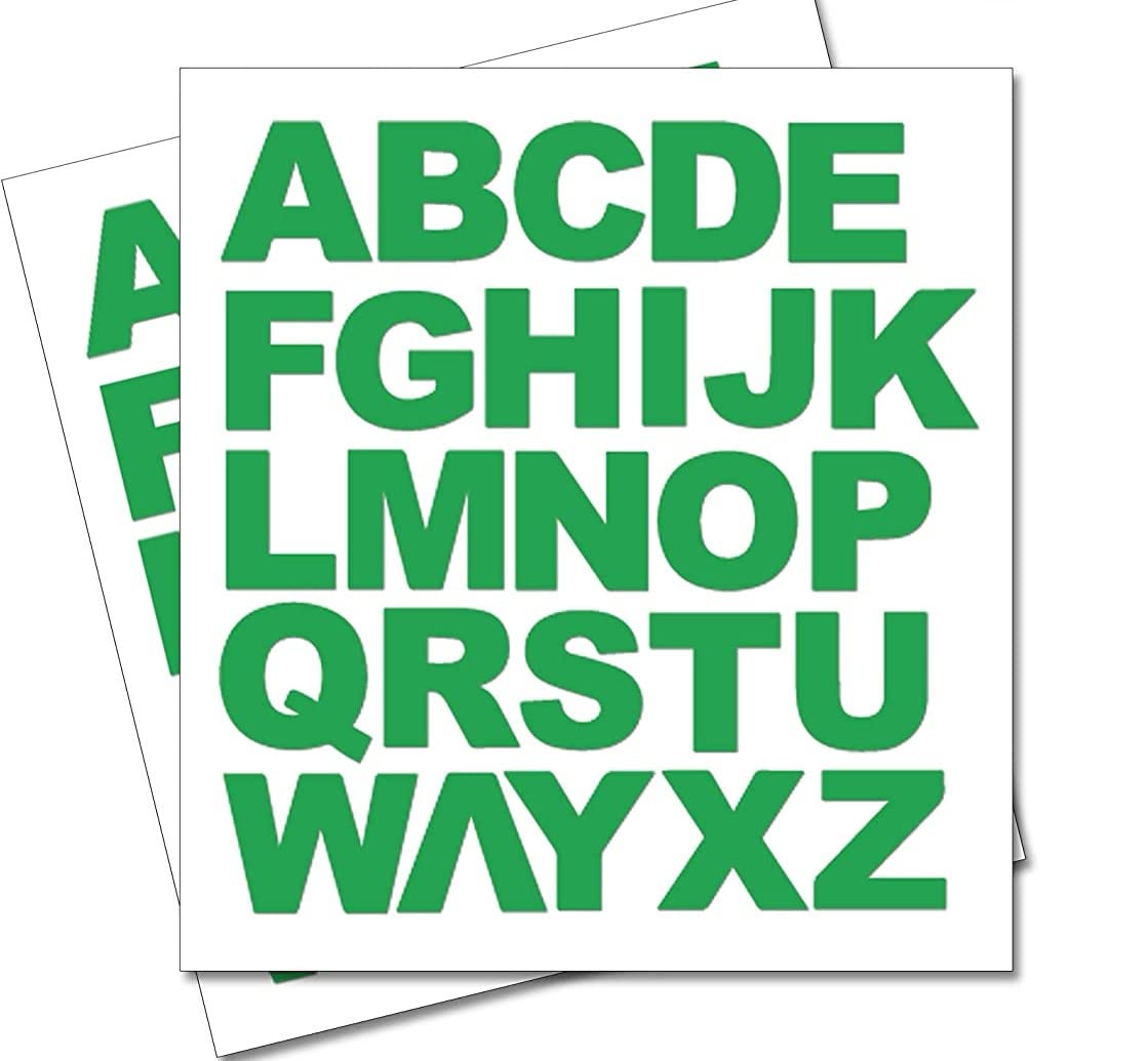2 x Set of Full Alphabet Giant Green Letters - Removable Self Adhesive Waterproof Durable Vinyl Stickers - Cut to the sticker Shape - size 100mm