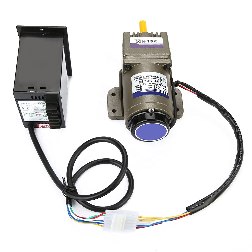 Motor de engranaje eléctrico, CA 220V 6W Motorreductor asíncrono monofásico Velocidad ajustable de desaceleración(15K)