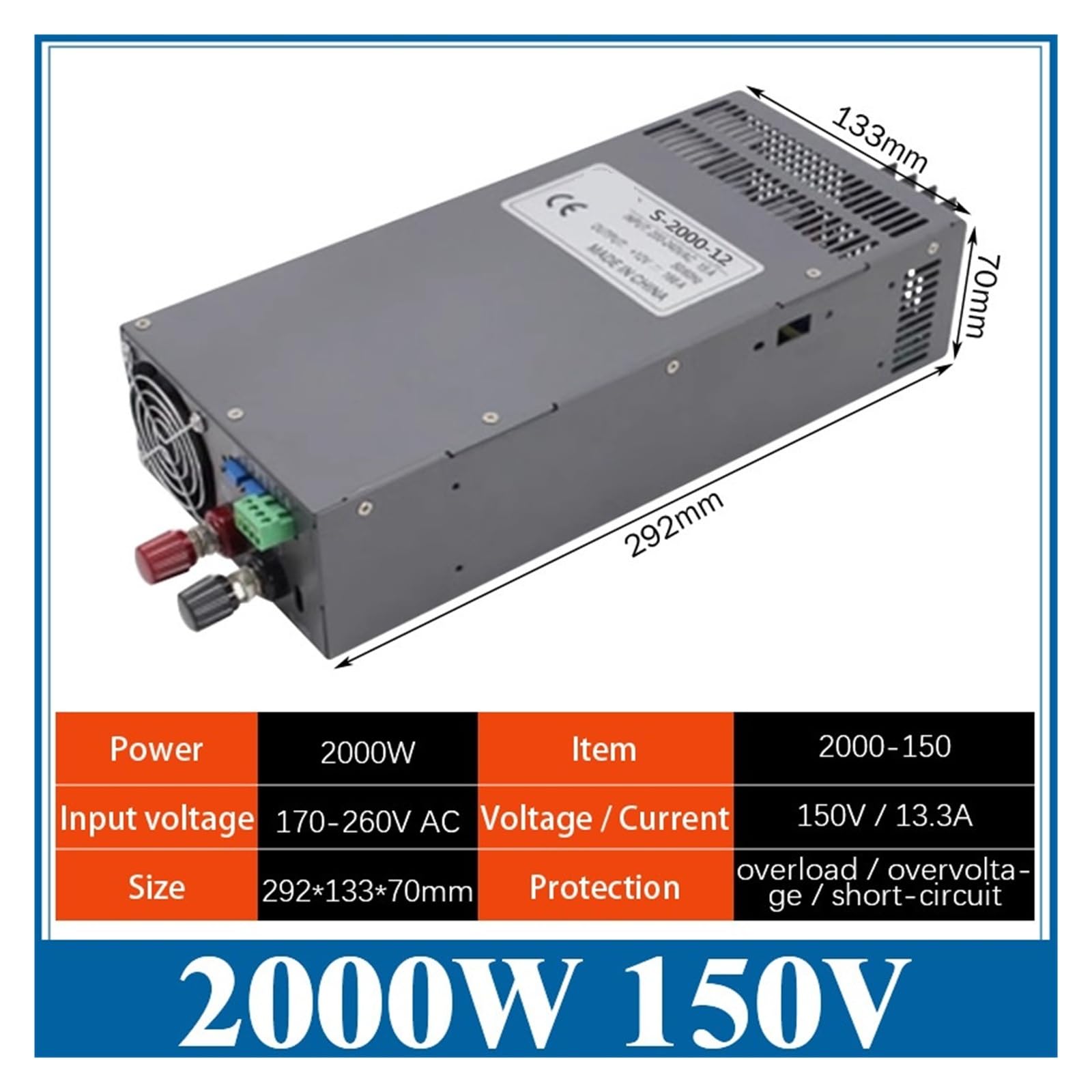 Regulowany Zasilacz Impulsowy DC O Mocy 2000 W Od AC Do DC 12 V-150 V