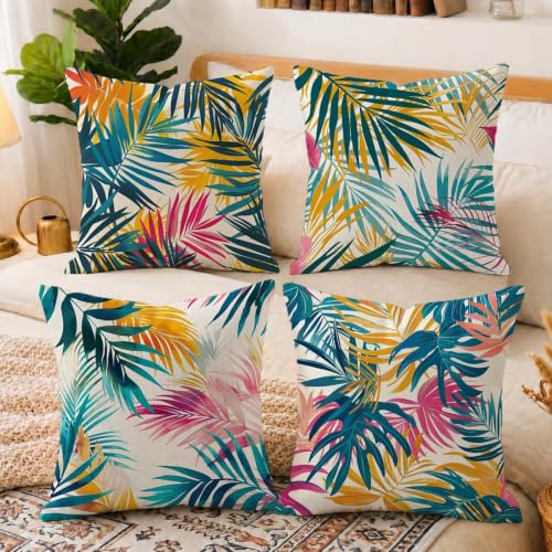 Housse de Coussin Velours 65x65 Qualité Premium Motif Feuille - 6