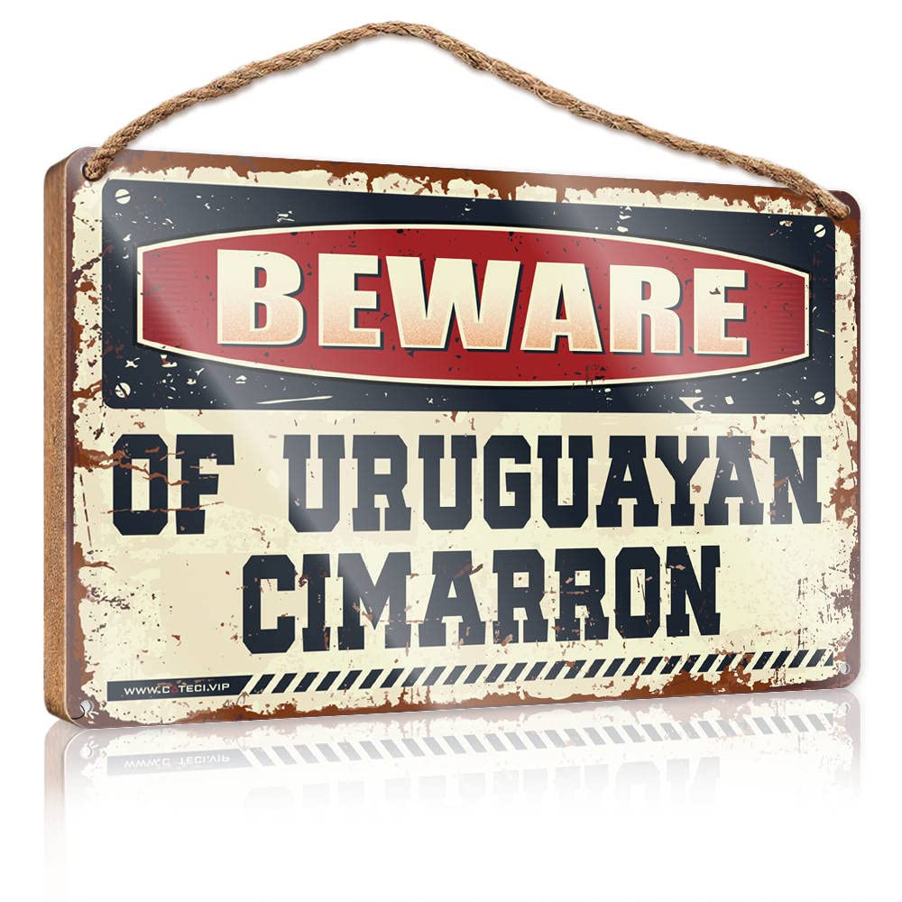 IBWNBBUSN Wooden Door Sign Beware Of Uruguayan Cimarron Wooden Sign Rustic Wood Sign Hanging Wooden Plaque(23X35CM)