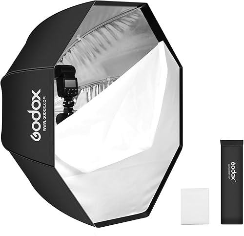 Godox 80 cm  31.5" Sombrilla octogonal reflectante Silver con bolsa de transporte, caja suave paraguas octogonal portátil, reflector para estudio de