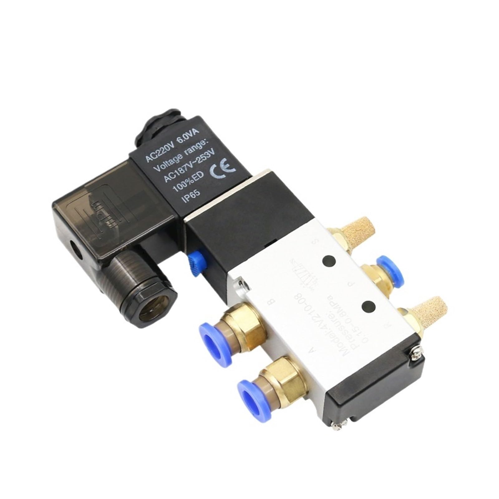 UWUKCJOKQ 1PCS Pneumatic Electric Solenoid Valve, 5 Way, 2 Position, 4V210-08, 12V, 24V, 110V, 220V, Coil
