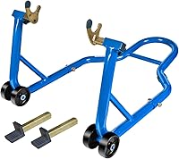 Vista 9 de Caballete para motocicleta con soporte trasero combo para elevación de ruedas, capacidad de 500 libras, soporte de paddock con bobina para brazo