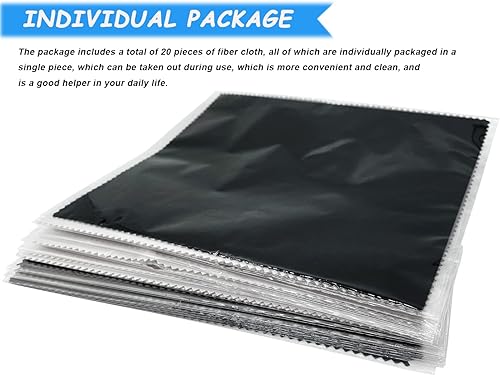 Miniatura 7 de Paños de limpieza de microfibra (6 x 7 pulgadas), paquete de 20 unidades en bolsa de vinilo individual, paño de limpieza para gafas, pantallas de