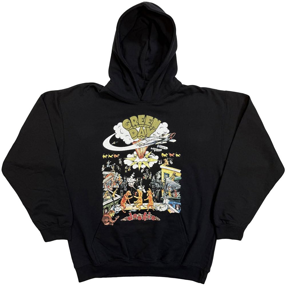 Rock Off officially licensed products Green Day Hoodie 1994 Tour Band Logo New Official Unisex Black, Black, S