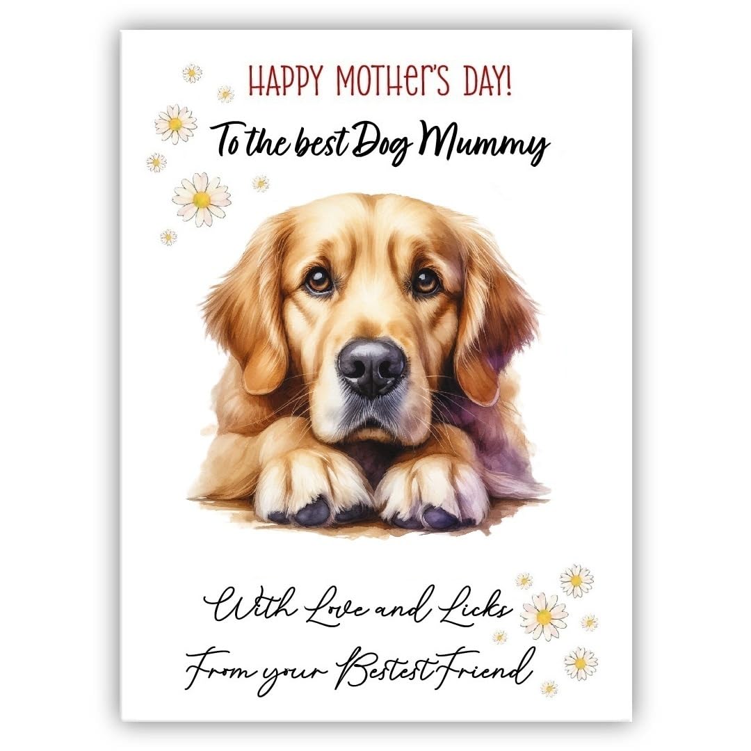 Mother’s Day Dog Card from the Dog – “Happy Mother’s Day” - Many Breeds Available - Pet Mothers Day Card - With Love and Licks (• Golden Retriever)