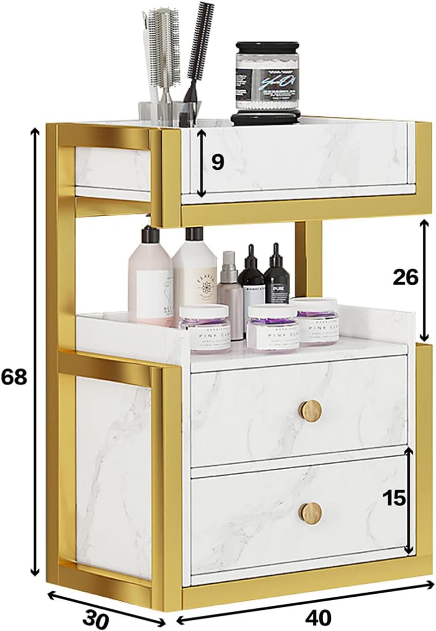 壁掛けスタイリングサロンステーション、フェイシャルサロン収納キャビネット、ヘアカットステーション、収納引き出し2つ付き、理髪店ヘアス