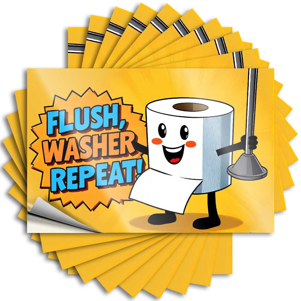 A Cartoon Toilet Paper Character Holding A Plunger with The Words Happy Must - Bumper Garage Removable Vinyl Decal(8X12CM)