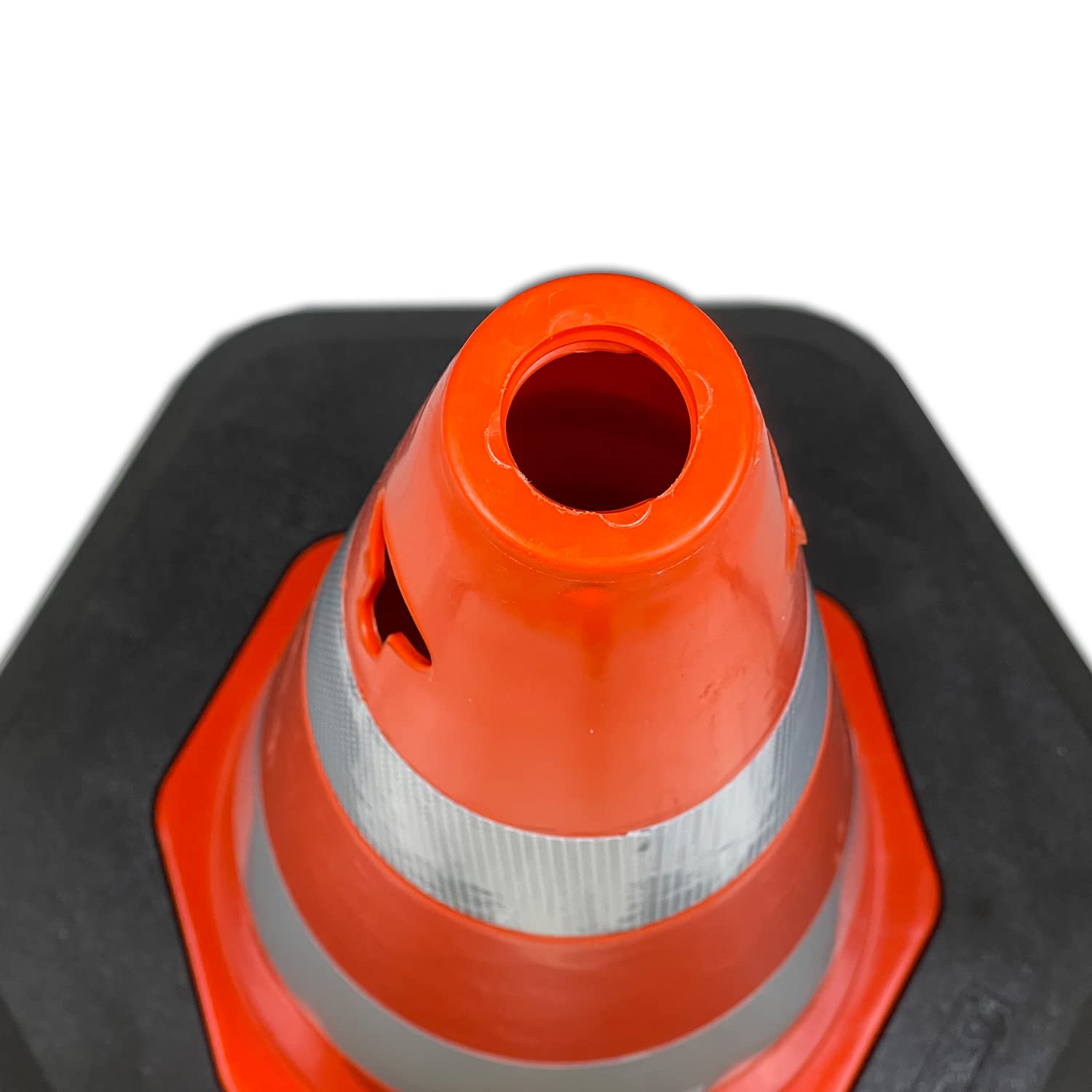 UvV-Leitkegel Ecolight grosser Fuss, Kegel Warnpylone, Verkehrshütchen reflektierend 2 Reflex Folienstreifen Klasse RA2/C (Höhe 70 cm)