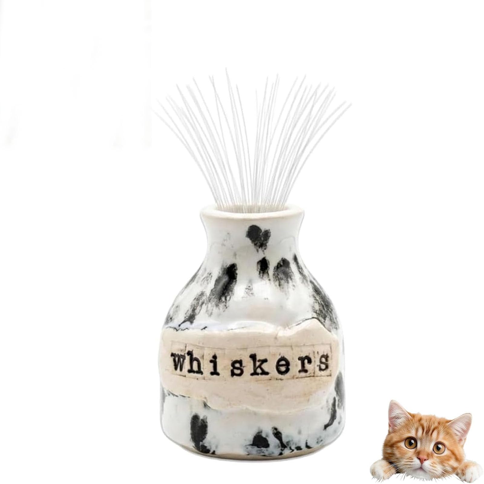 Hand-Thrown Whiskers Keepsake Vase, Cat Whisker Holder, Pet Memorial Keepsake Jars, Mini Flower Vase Cat Whisker Holder, Mini Cats Whiskers Collector Jar, Gifts for Cats Lovers (Black)