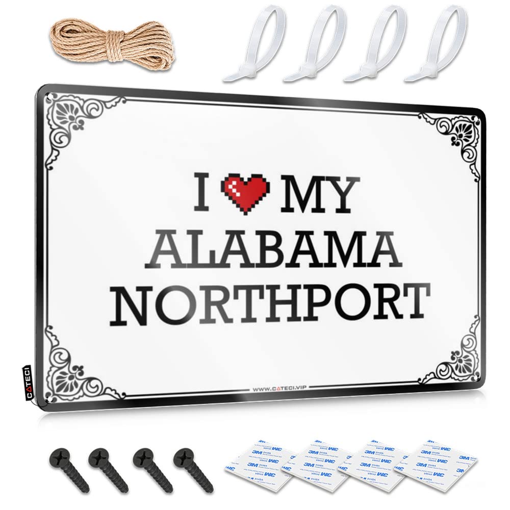 Fzfn Colour Plaque Necessities Vintage Style | I Love My Alabama Northport Quality Reusable Home Decor(30X40cm)
