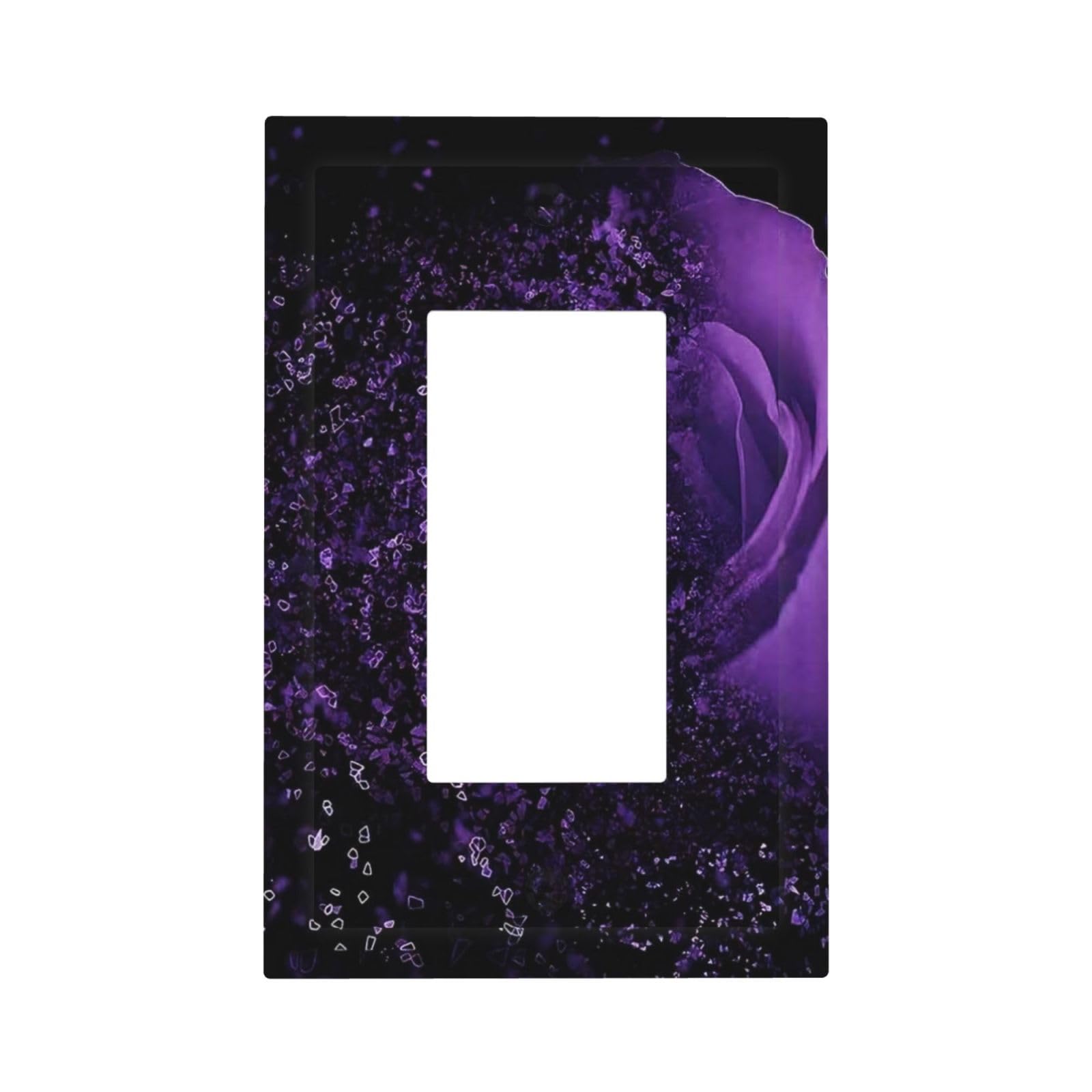 Photo 1 of 1 Gang Single Decorator GFCI/Rocker Wall Plate Romantic Women Raindrops Purple Black Rose Floral Flower Lover Art Electrical Outlet Decorative Receptacle Cover Light Switch for Dimmer, USB, Mid Size