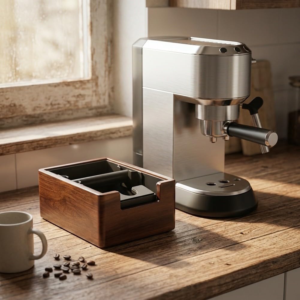 Contenitore per caffè in legno 1,5 l per macchina espresso contenitore silenzioso per caffè